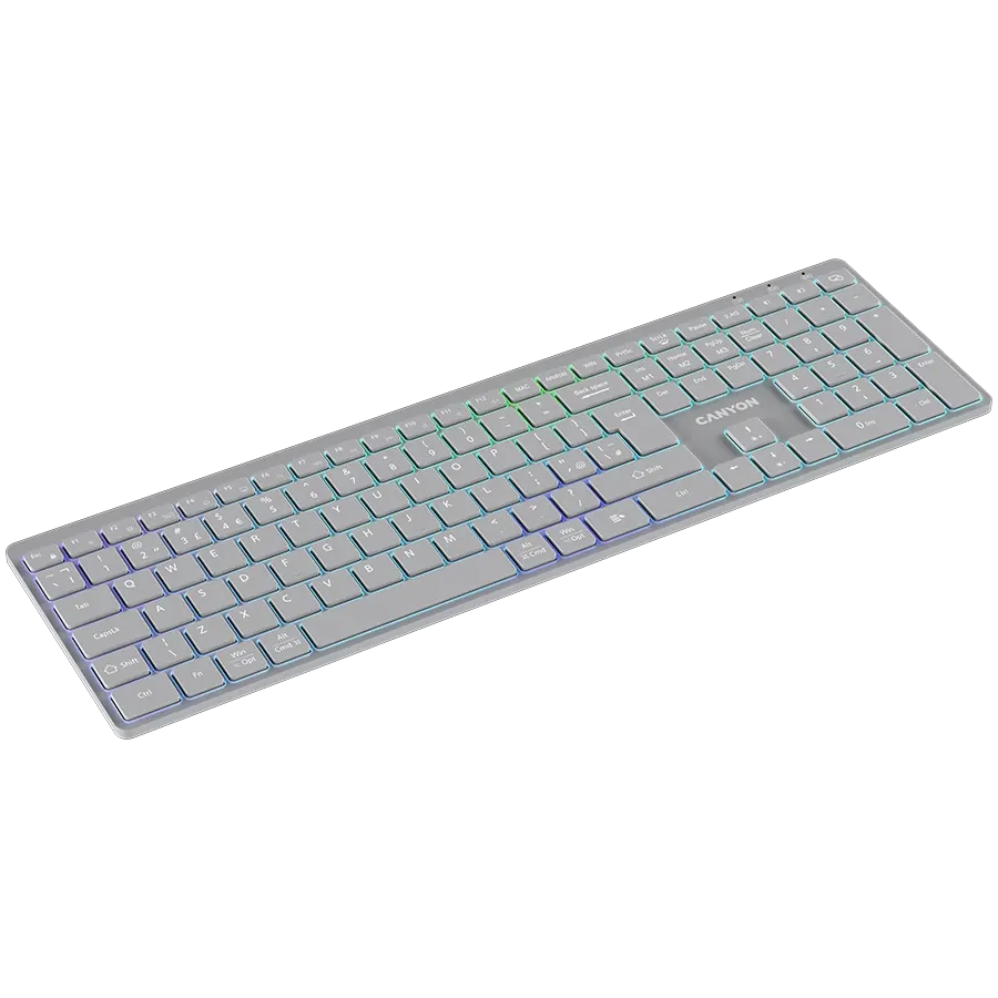 Клавиатура Canyon HKB-W11 UK/US RGB Dual Mode Wireless, сива