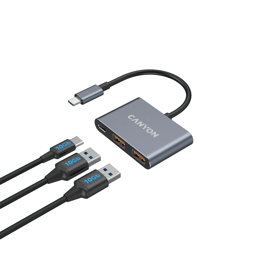 USB хъб Canyon hub DS-3 3in1 USB-C Dark, сив