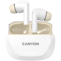 Безжични слушалки Canyon Hexagon 7 TWS ANC+ENC Wireless Charge White, бежови