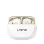Безжични слушалки Canyon Hexagon 7 TWS ANC+ENC Wireless Charge White, бежови