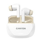 Безжични слушалки Canyon Hexagon 7 TWS ANC+ENC Wireless Charge White, бежови