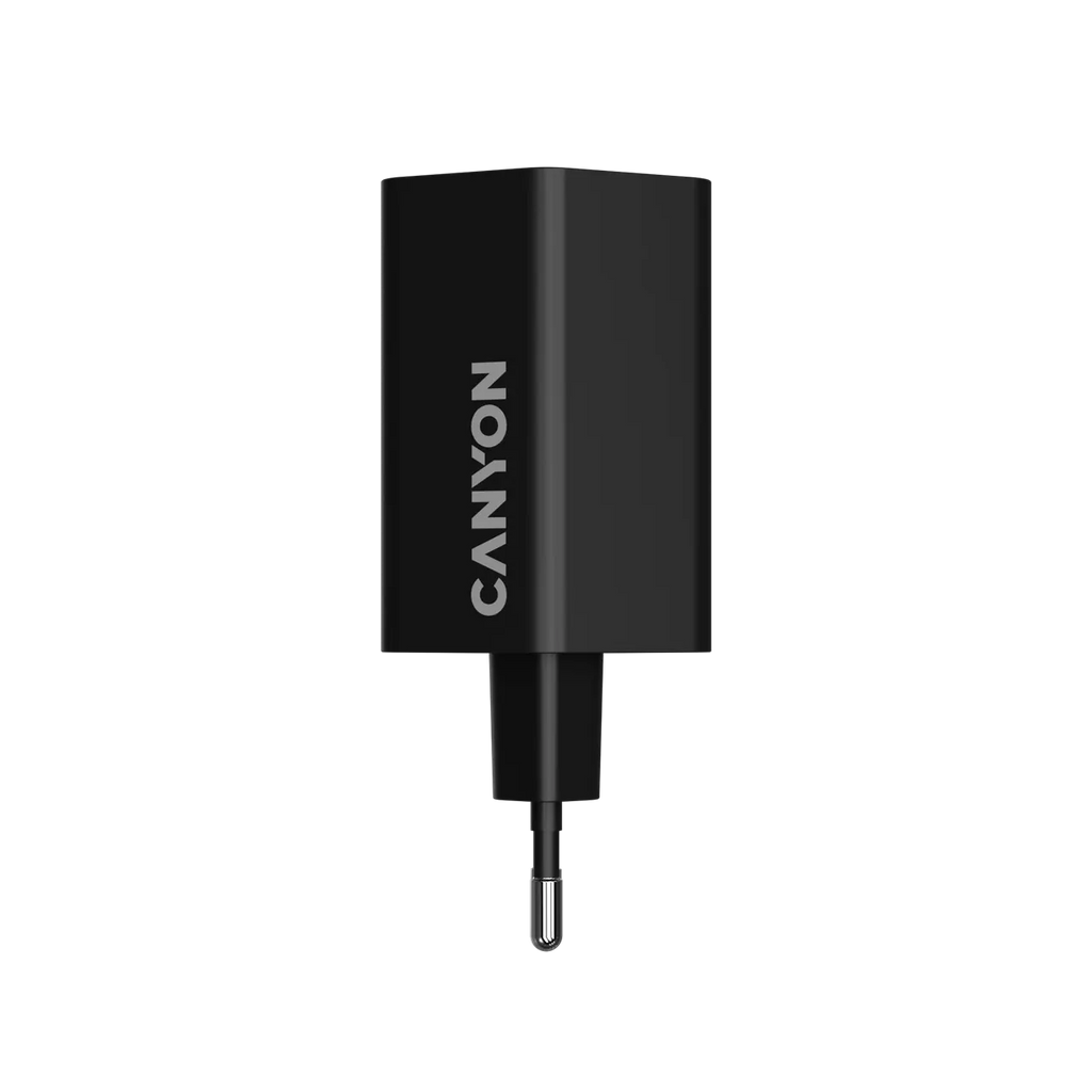 Зарядно устройство Canyon charger Hexagon 65 GaN 65W 2xPD 1xQC EU, черно