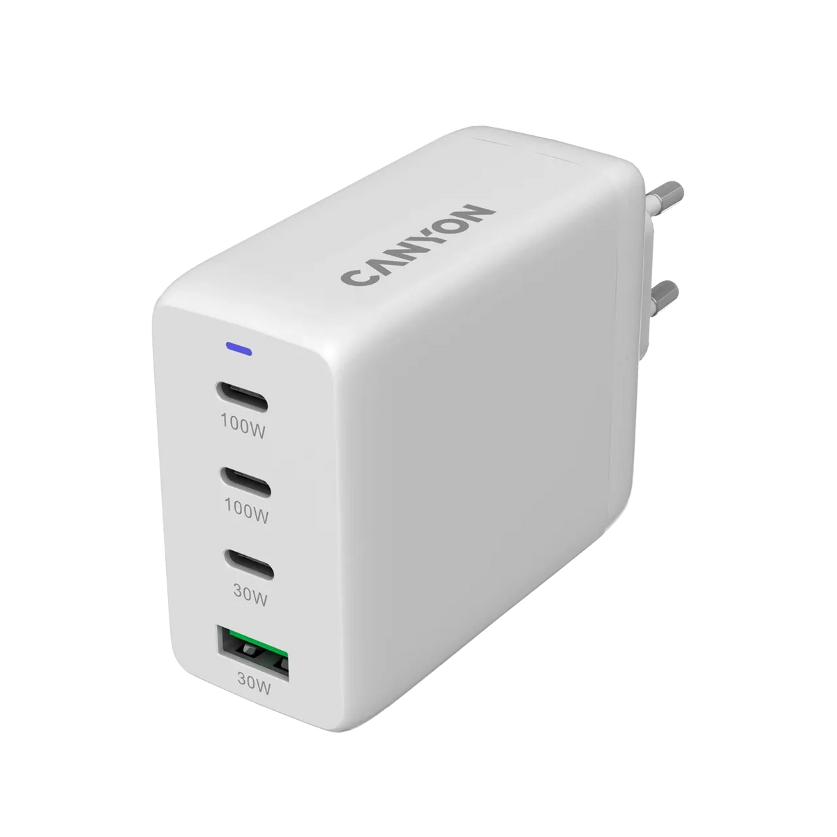 Зарядно устройство Canyon charger CU100ACC GaN 100W 3xPD 1xQC EU, бяло
