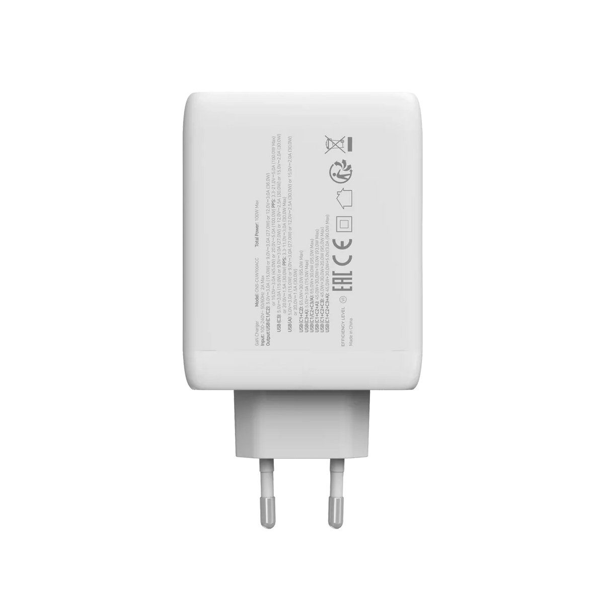 Зарядно устройство Canyon charger CU100ACC GaN 100W 3xPD 1xQC EU, бяло