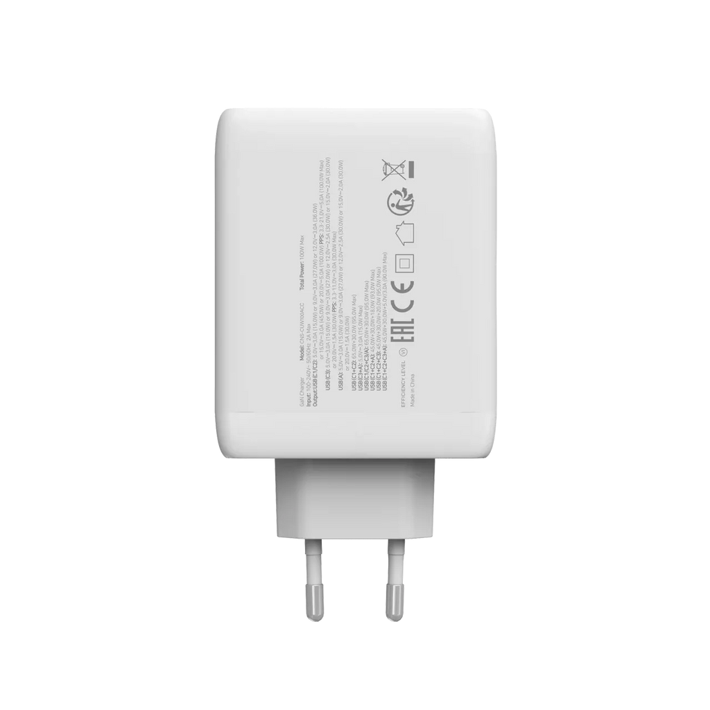 Зарядно устройство Canyon charger CU100ACC GaN 100W 3xPD 1xQC EU, бяло