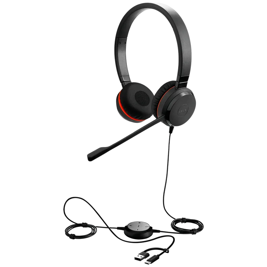 Слушалки Jabra Evolve 20, Stereo MS, USB C/A adapter