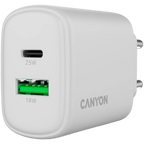 Зарядно устройство Canyon charger OnCharge 250 25W 1xPD 1xQC EU, бяло