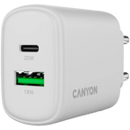 Зарядно устройство Canyon charger OnCharge 200 20W 1xPD 1xQC EU, бяло