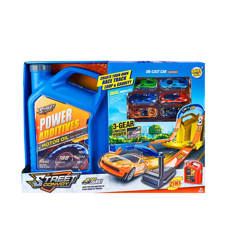 Street Convoy Кутия за Съхранение с Писта и 6 Коли