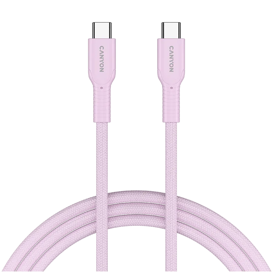 Кабел Canyon cable OnWire 60CL C-C 60W Color Braided 1m, розов