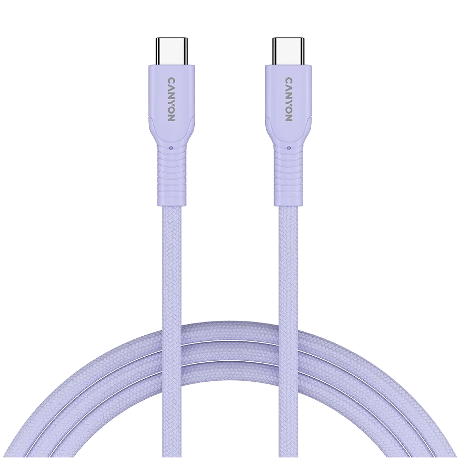 Кабел Canyon cable OnWire 60CL C-C 60W Color Braided 1m, лилав