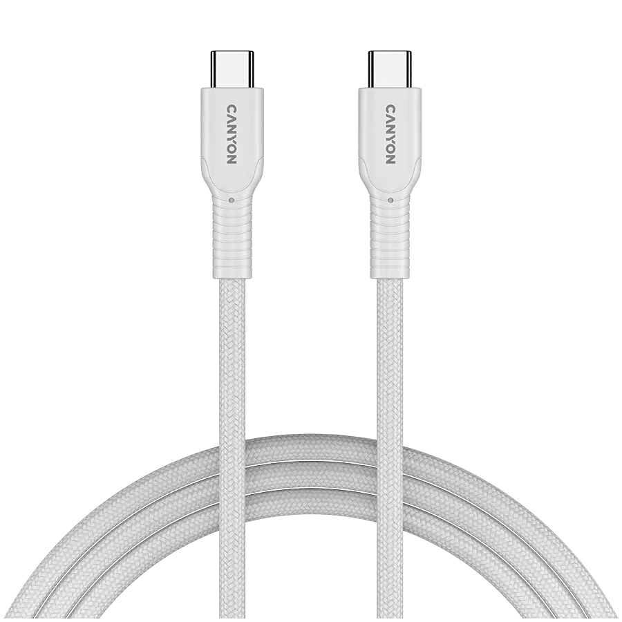 Кабел Canyon cable OnWire 60CL C-C 60W Color Braided 1m, бял