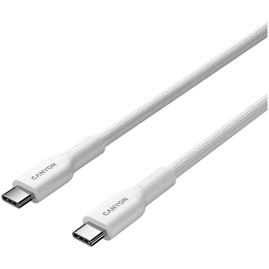Кабел Canyon cable OnWire 60CL C-C 60W Color Braided 1m, бял