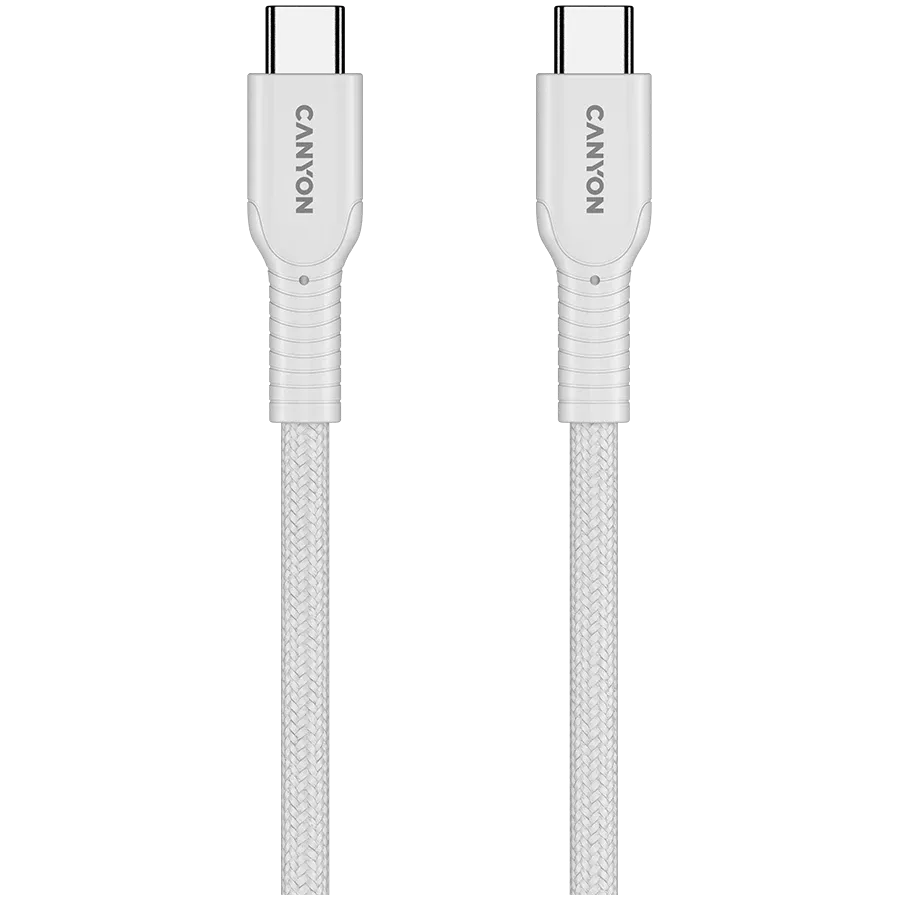 Кабел Canyon cable OnWire 60CL C-C 60W Color Braided 1m, бял