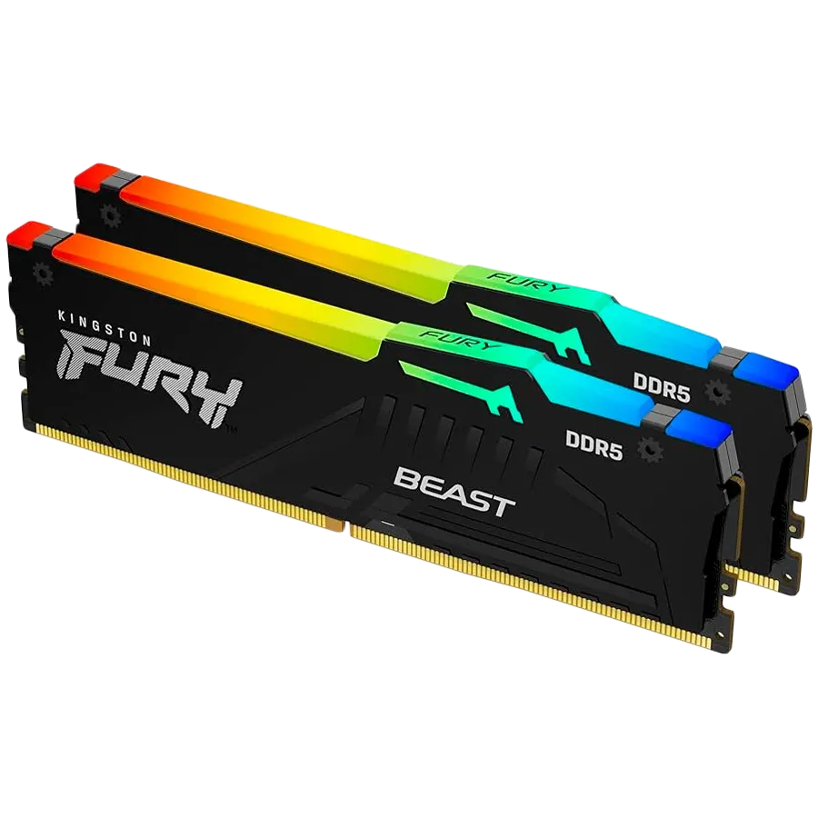 RAM памет Kingston 64GB 6000MT/s DDR5 CL36 DIMM (Kit of 2) FURY Beast RGB