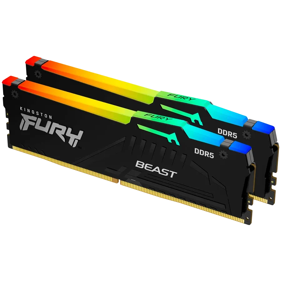 RAM памет Kingston 64GB 5600MT/s DDR5 CL36 DIMM (Kit of 2) FURY Beast RGB
