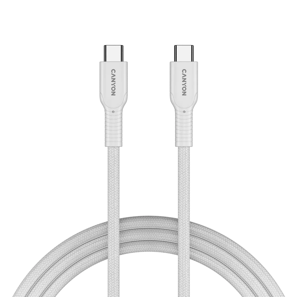 Кабел Canyon cable OnWire 60CL C-C 60W Color Braided 1m, бял