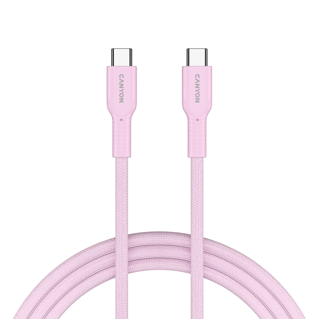 Кабел Canyon cable OnWire 60CL C-C 60W Color Braided 1m, розов