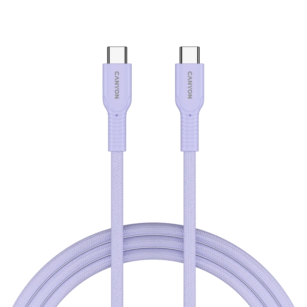 Кабел Canyon cable OnWire 60CL C-C 60W Color Braided 1m, лилав