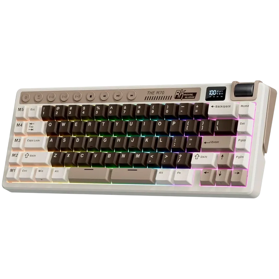 Геймърска клавиатура Royal Kludge RK M70 Mocha Grey Cream switch