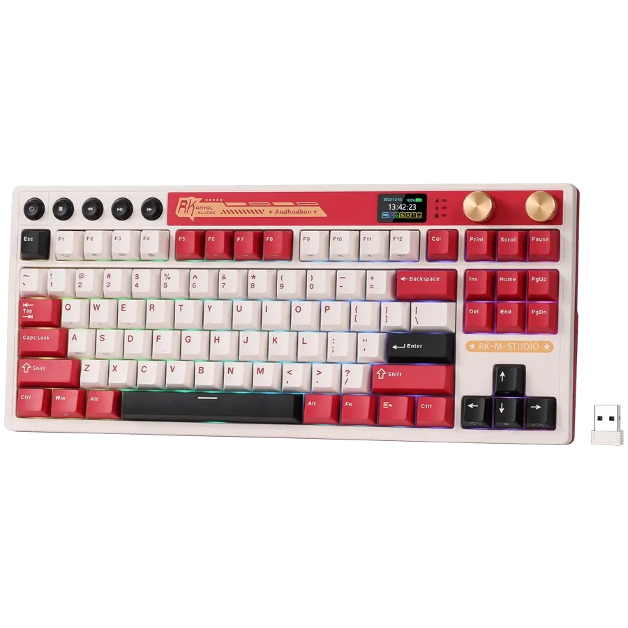Геймърска клавиатура Royal Kludge RK M87 Famicom Cream switch