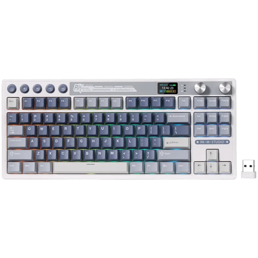 Геймърска клавиатура Royal Kludge RK M87 Ocean Blue Cream switch