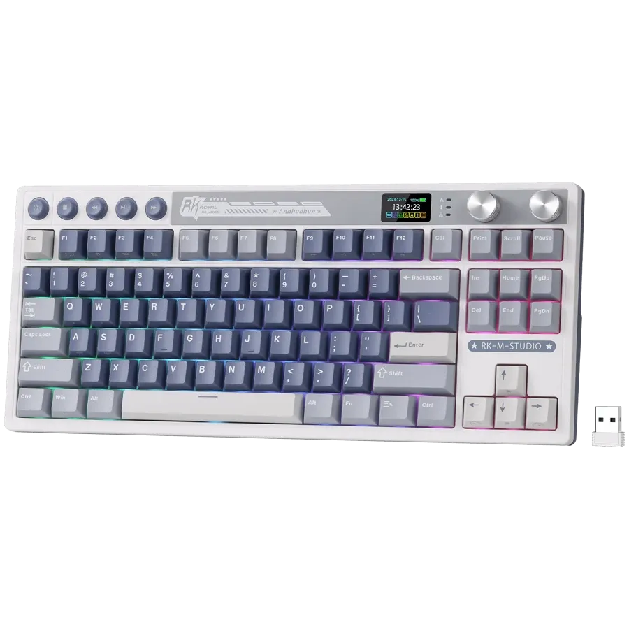 Геймърска клавиатура Royal Kludge RK M87 Ocean Blue Cream switch