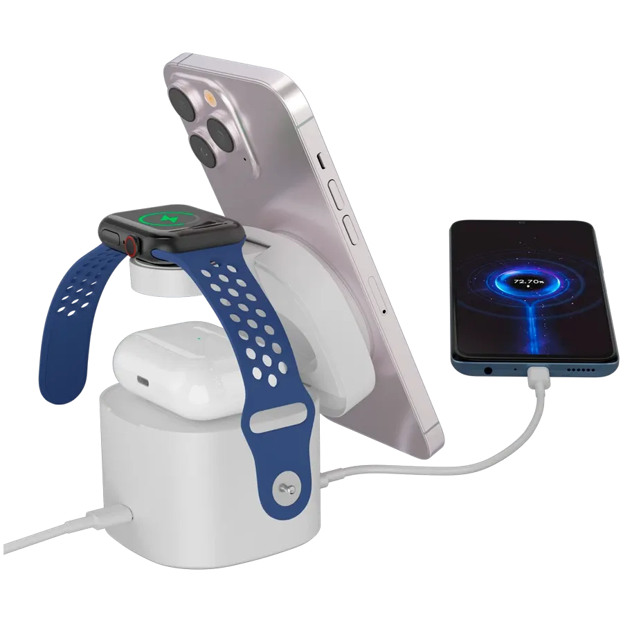 Безжично зарядно Canyon 4 in 1 Wireless Charging Stand (CNS-WCS405W)