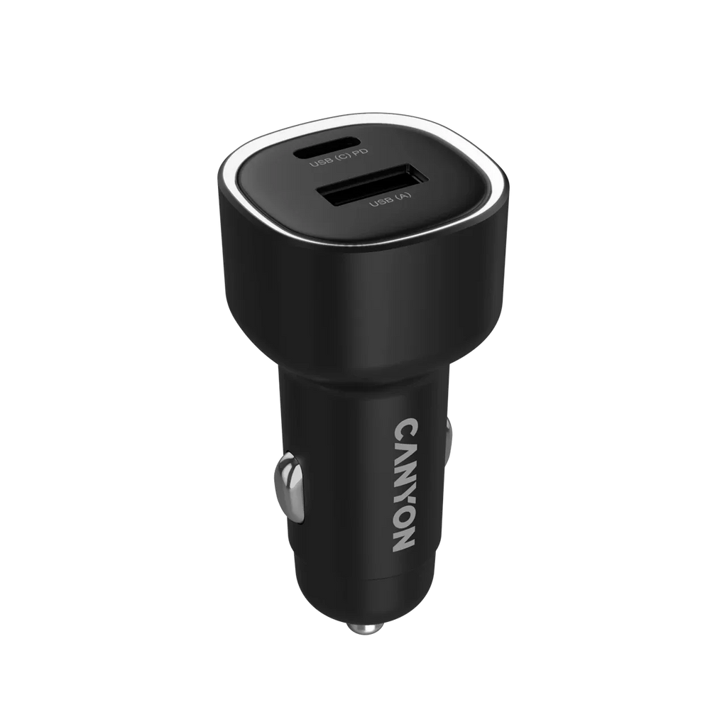 Зарядно за кола Canyon OnDrive 48 PD 48W USB-A+USB-C, черно