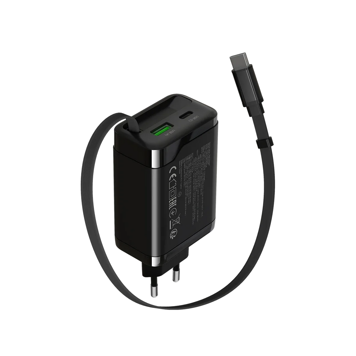 Зарядно устройство Canyon charger OnCharge 65RC Build-In Cable USB-C 65W 1xPD (CNS-CURC65ACB)
