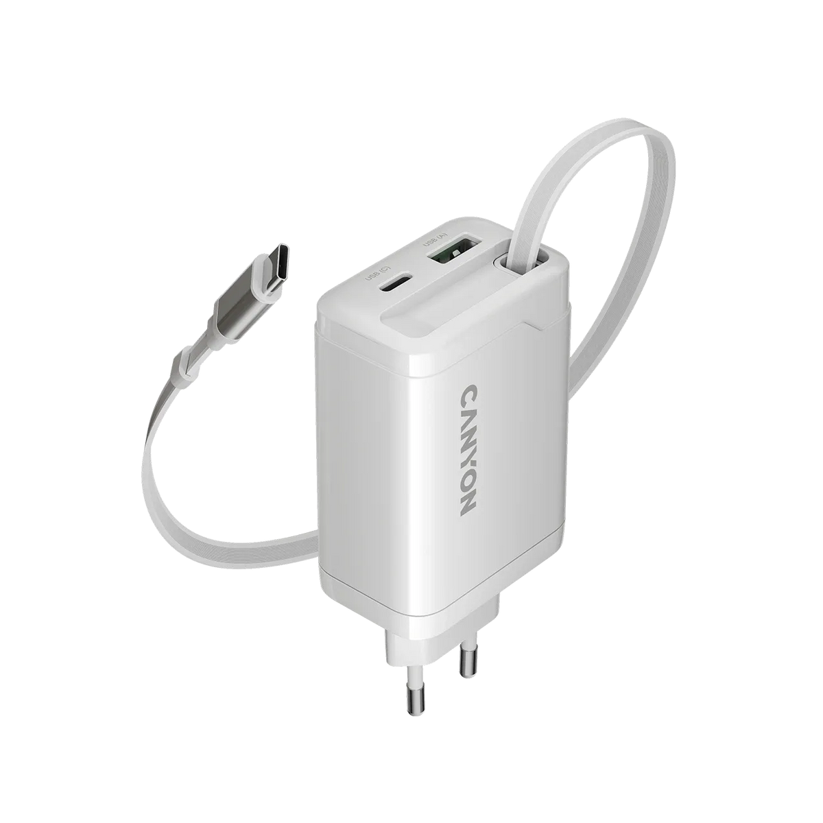 Зарядно устройство Canyon charger OnCharge 65RC Build-In Cable USB-C 65W 1xPD (CNS-CURC65ACW)