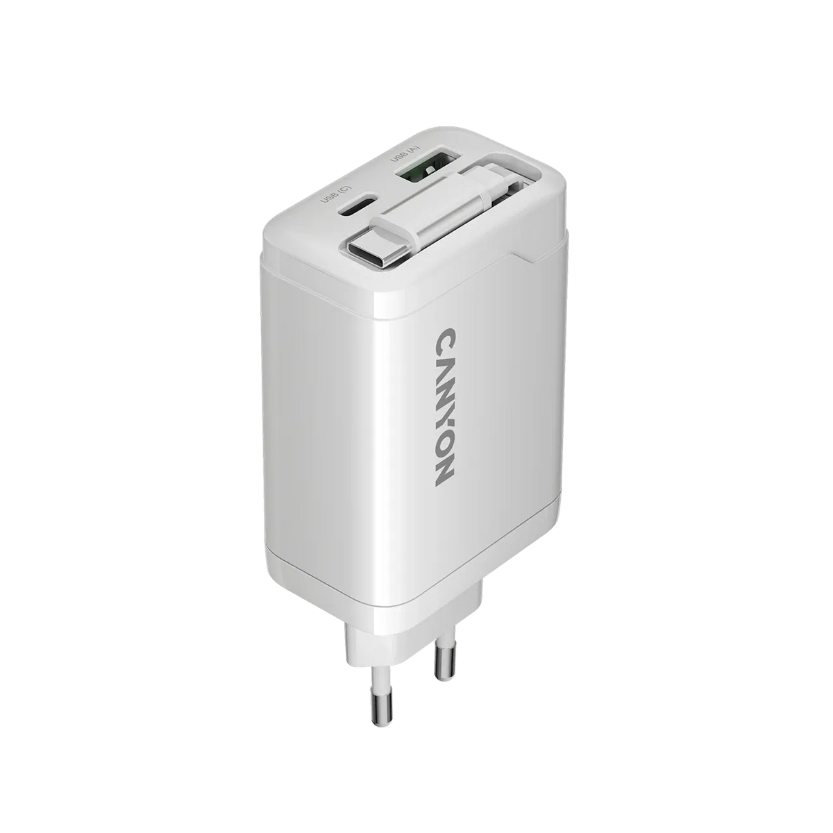Зарядно устройство Canyon charger OnCharge 65RC Build-In Cable USB-C 65W 1xPD (CNS-CURC65ACW)