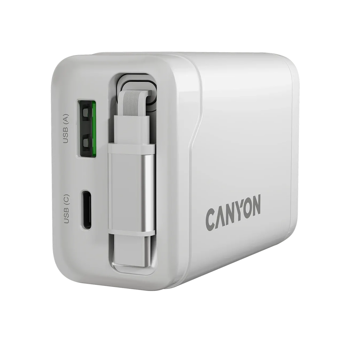 Зарядно устройство Canyon charger OnCharge 65RC Build-In Cable USB-C 65W 1xPD (CNS-CURC65ACW)