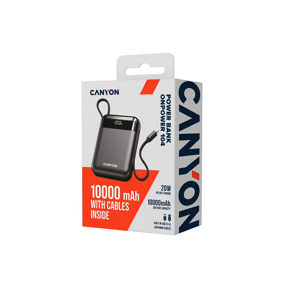 Външна батерия Canyon OnPower 104 10000mAh, черна