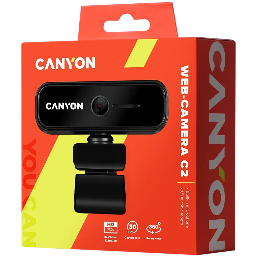 Уеб камера Canyon C2 HD 720P, черна
