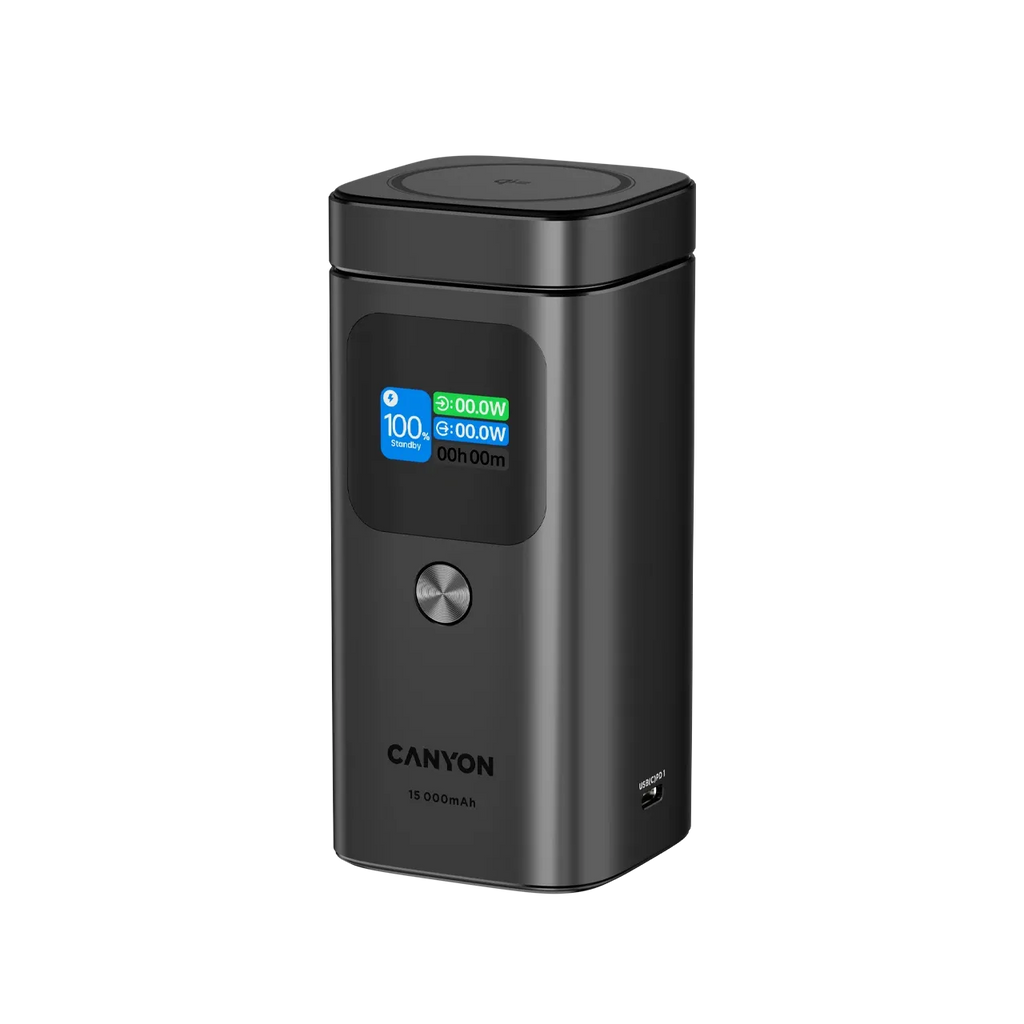 Външна батерия Canyon Qi2 magnetic OnPower 150 15000mAh Aluminium Dark, сива