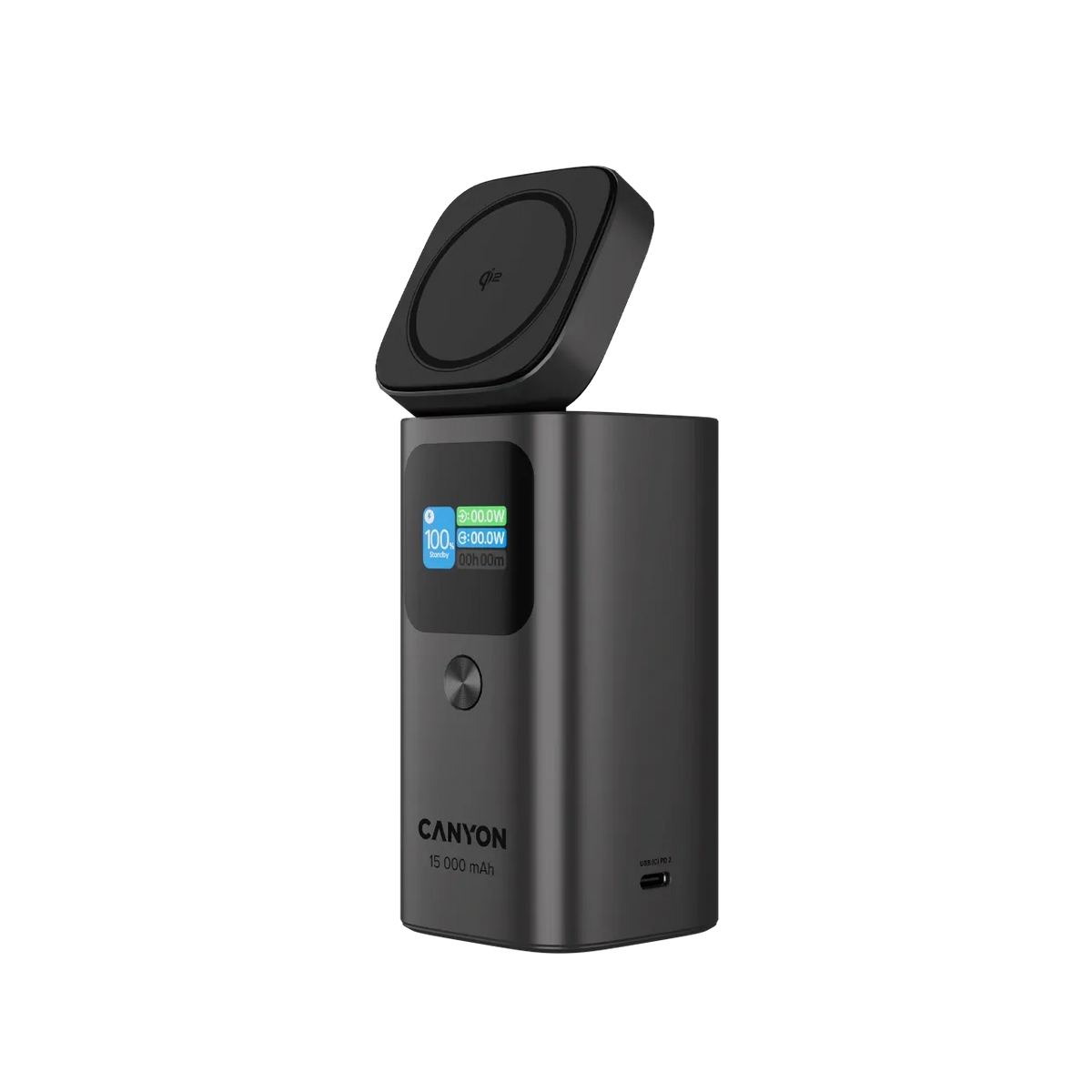 Външна батерия Canyon Qi2 magnetic OnPower 150 15000mAh Aluminium Dark, сива