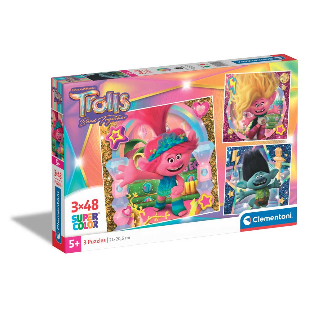 CLEMENTONI 3x48ч. Пъзел Trolls