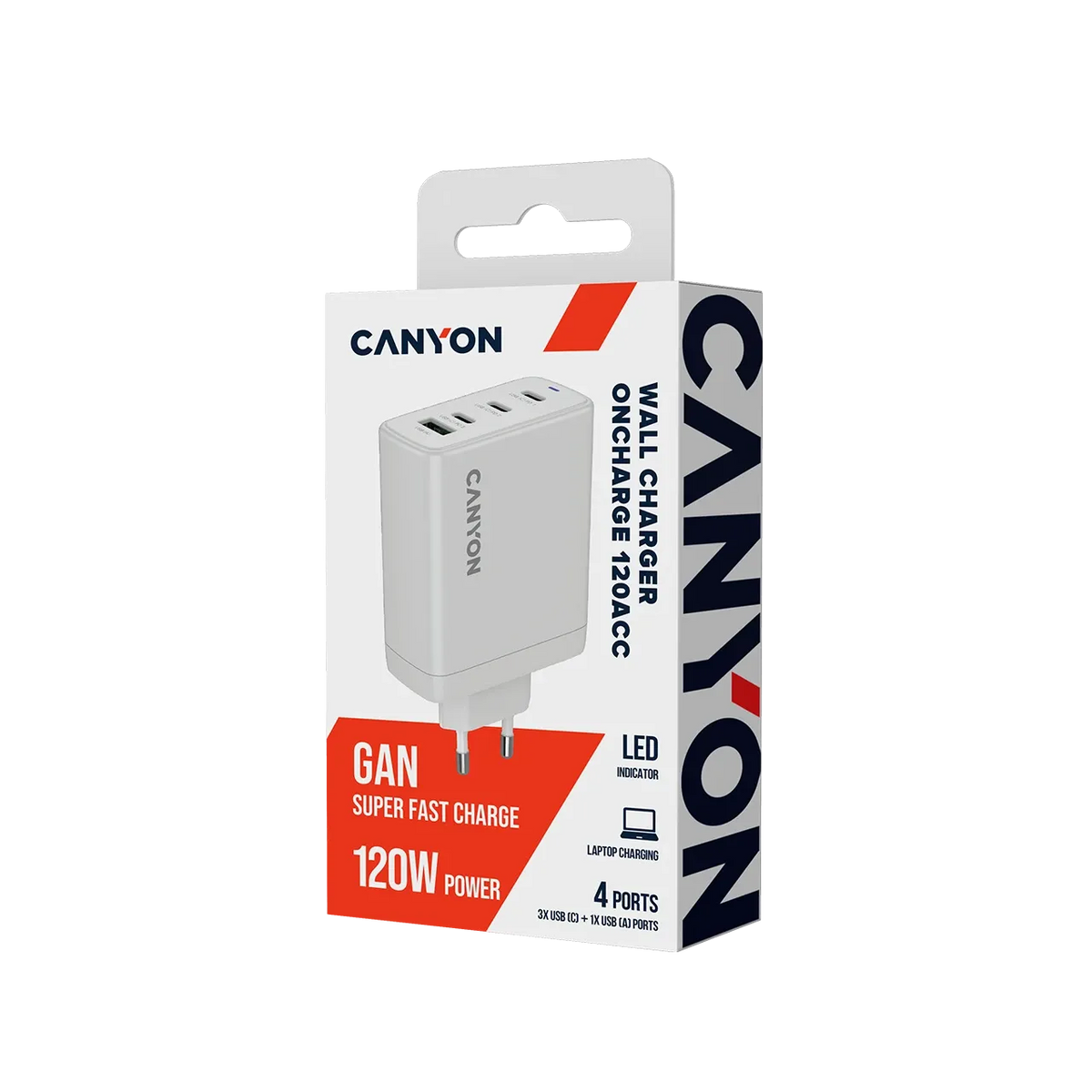 Зарядно устройство Canyon charger OnCharge 120 GAN Total 120W MAX 3 USB-C +1