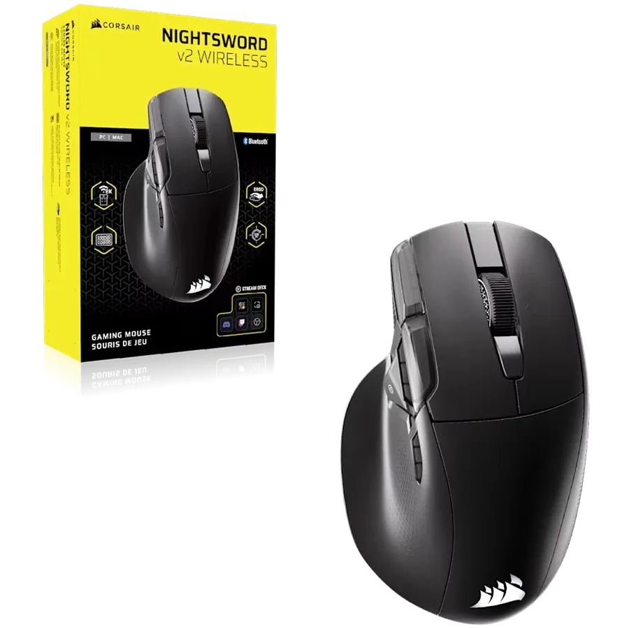 Геймърска мишка Corsair NIGHTSWORD-V2-WL-BLK-RGB