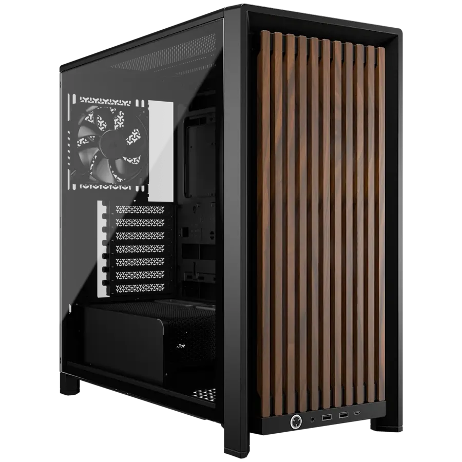 Компютърна кутия Corsair Frame 4000D RS Wood Mid-Tower, Black/Walnut