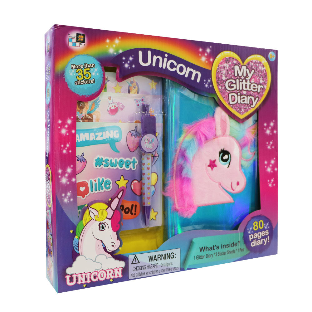 AM-AV Блестящ дневник Unicorn със стикери