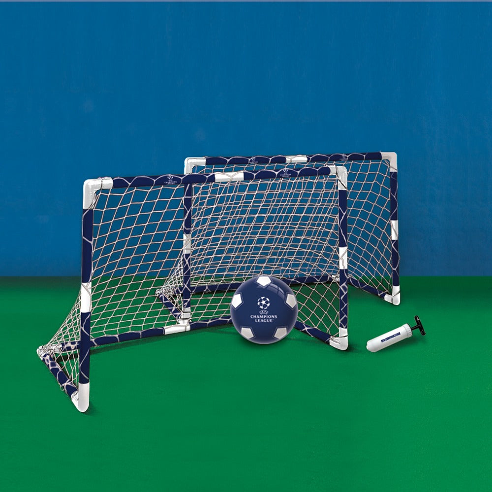 MONDO Футболна Врата с Мрежа 91.5x63 см., Топка и Помпа Champions League