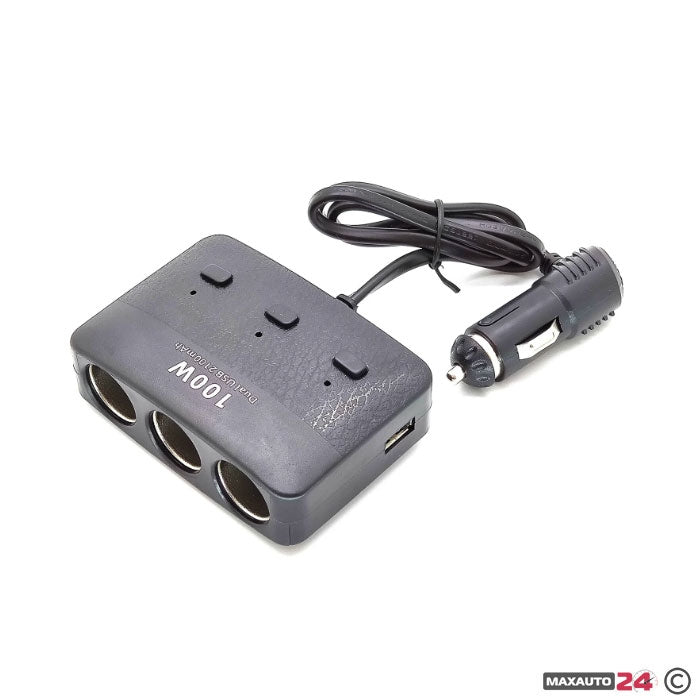 Разклонител за запалка 3-ка + 2 USB 1636