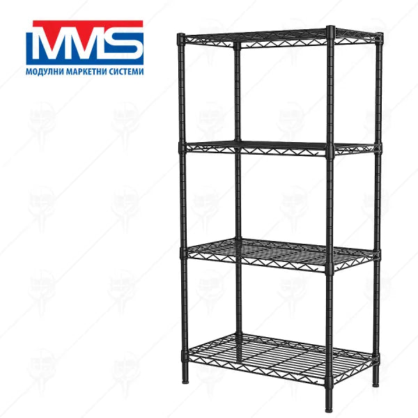 MMS Стелаж Телен 4х200 кг Valerii 140х76х32 см Черен