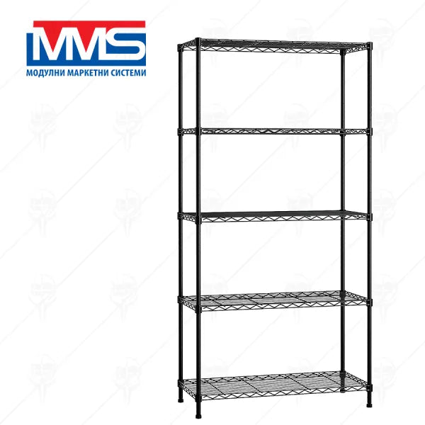 MMS Стелаж Телен 5х200 кг Valerii 180х91х45 см Черен