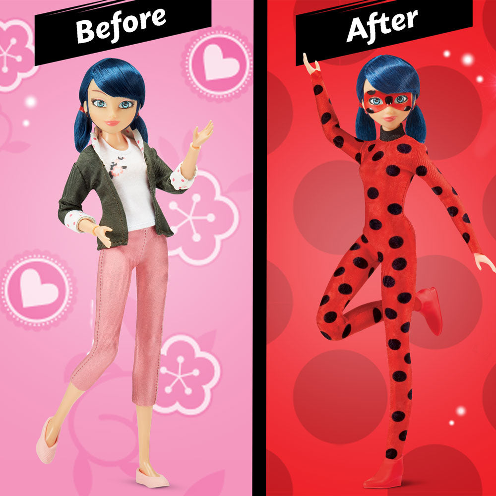 MIRACULOUS Калинката и Котарака Фигура герой Маринет с костюм на Калинката и Kwami