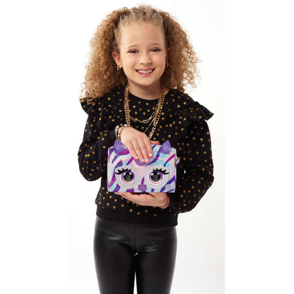 PURSE PETS Интерактивна чанта с метален отблясък  Rebel Stripez зебра