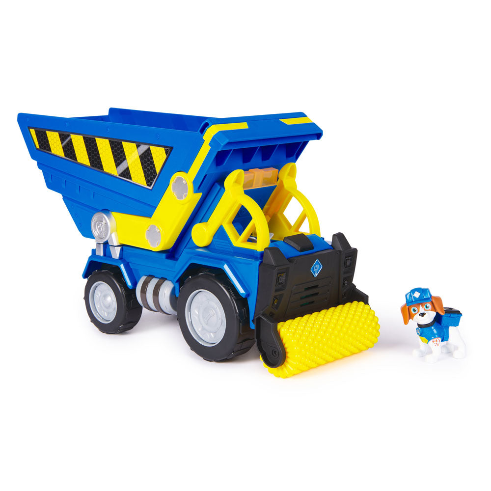 Paw Patrol Rubble and Crew Строителна машина със звукови и светлинни ефекти и кученце Уийлър