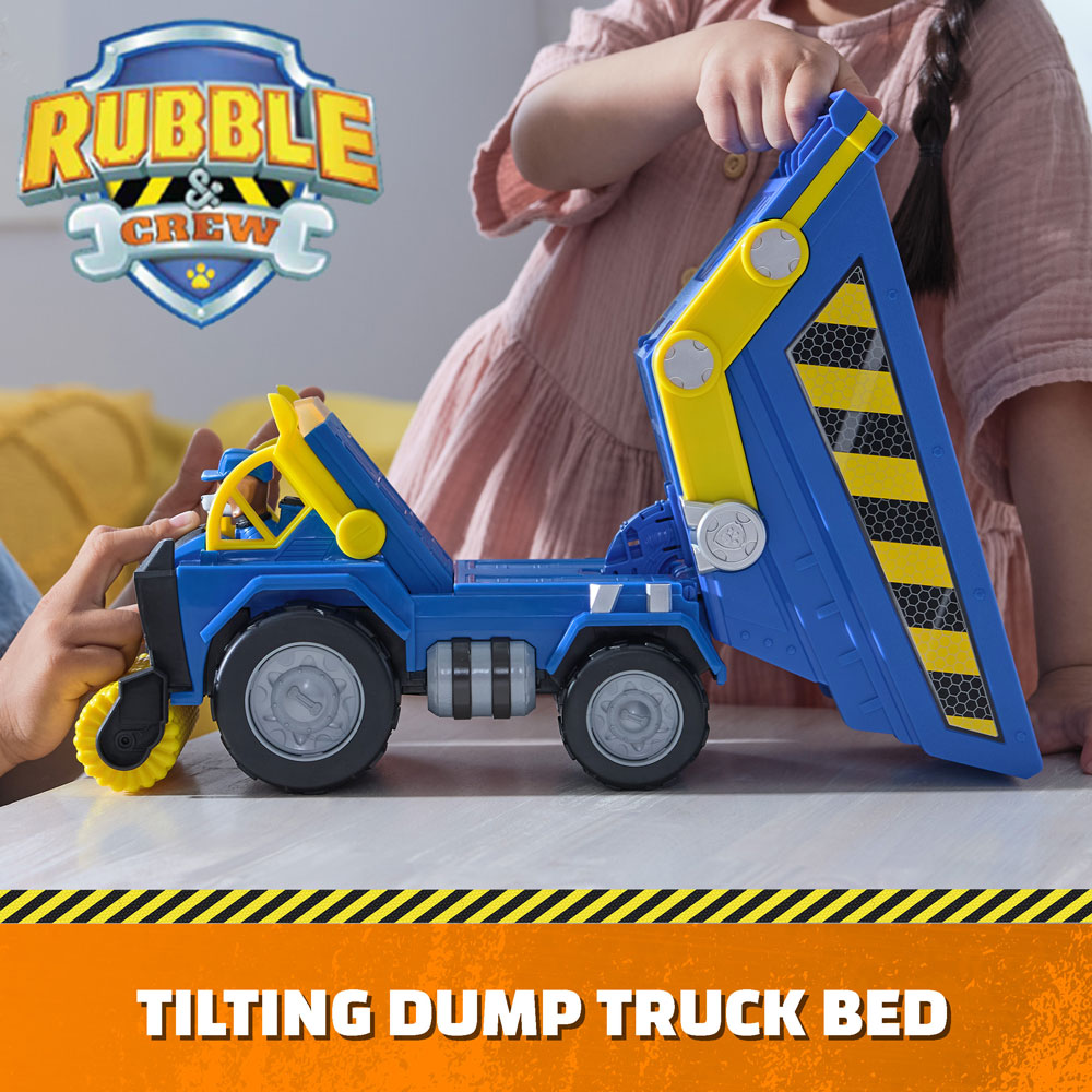 Paw Patrol Rubble and Crew Строителна машина със звукови и светлинни ефекти и кученце Уийлър